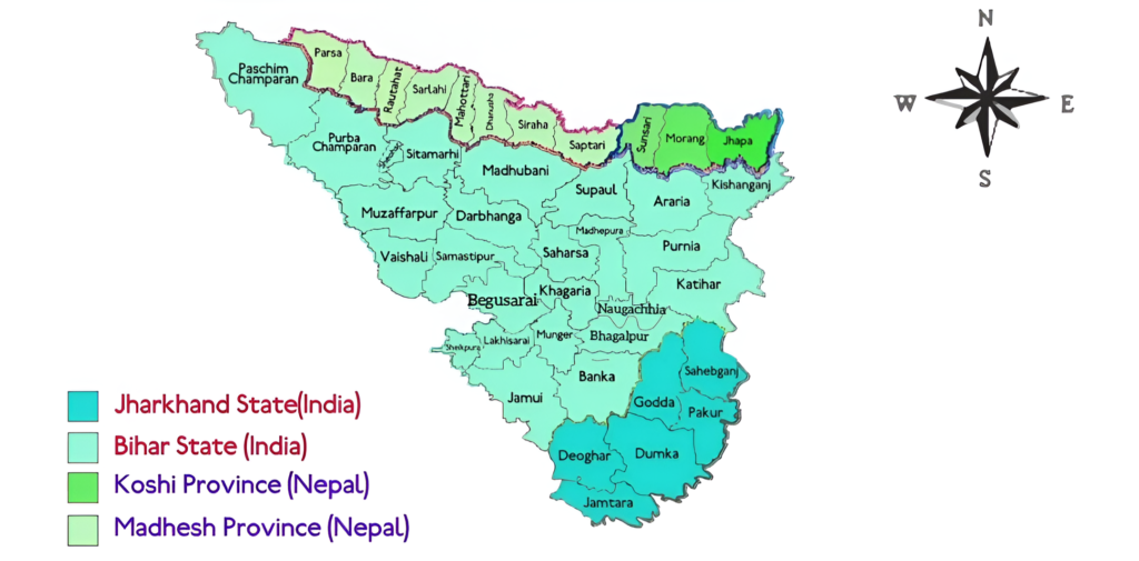Map of Tirhut