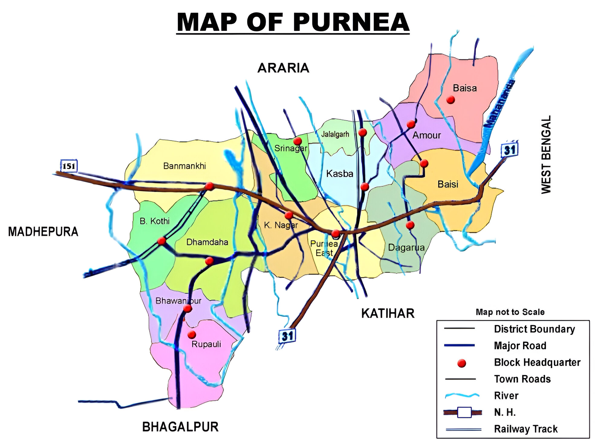 Map of Purnia District