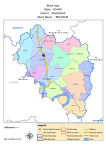 Beldaur Block, Khagaria district map