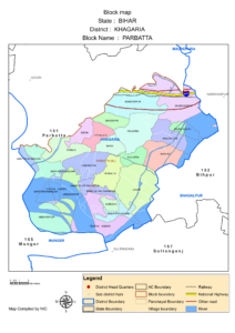 Parbatta Block, Khagaria district map