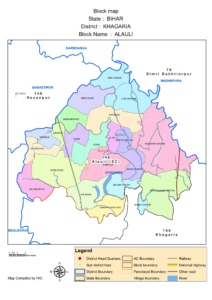 Alauli Block, Khagaria district map
