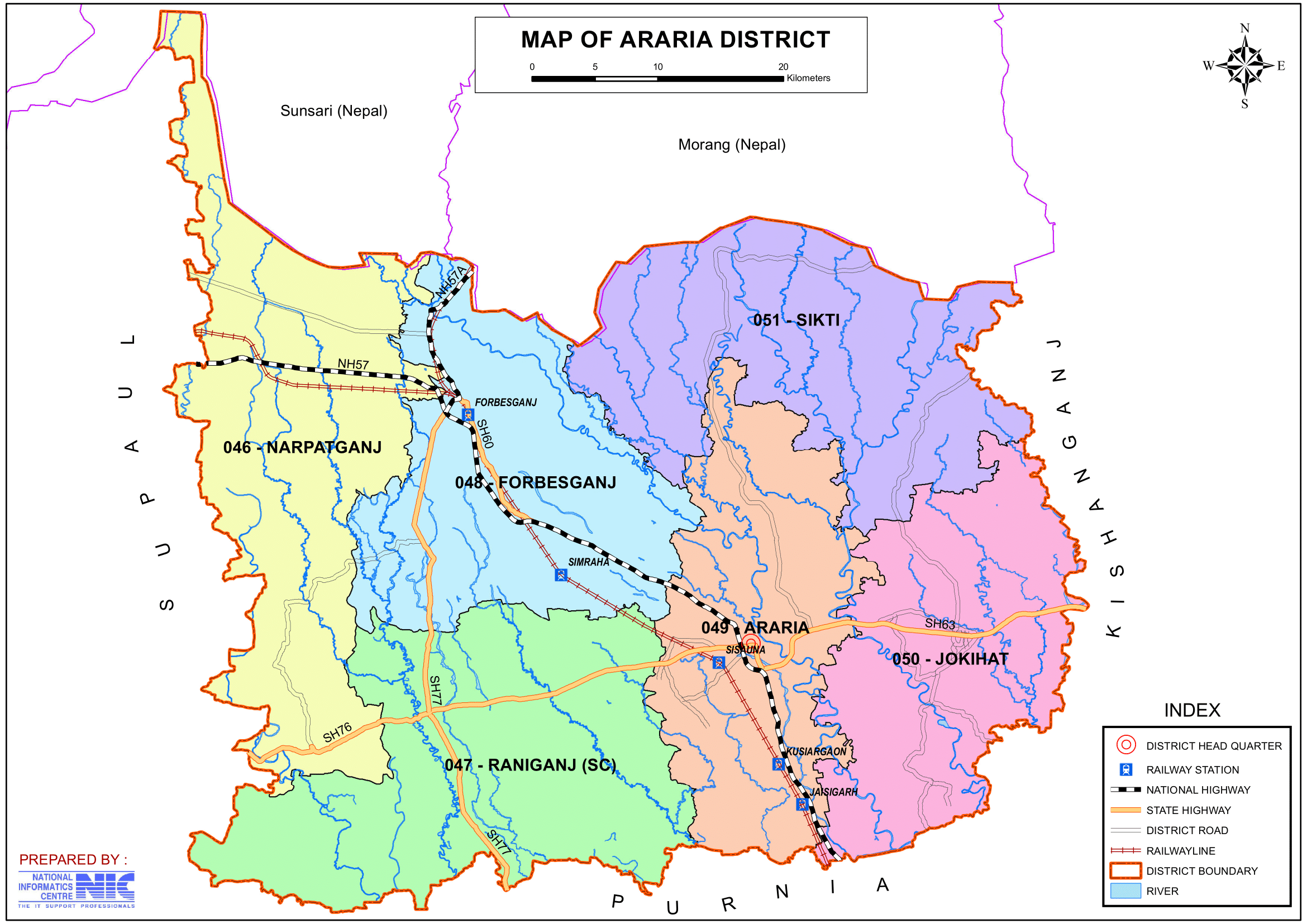 Araria District Map