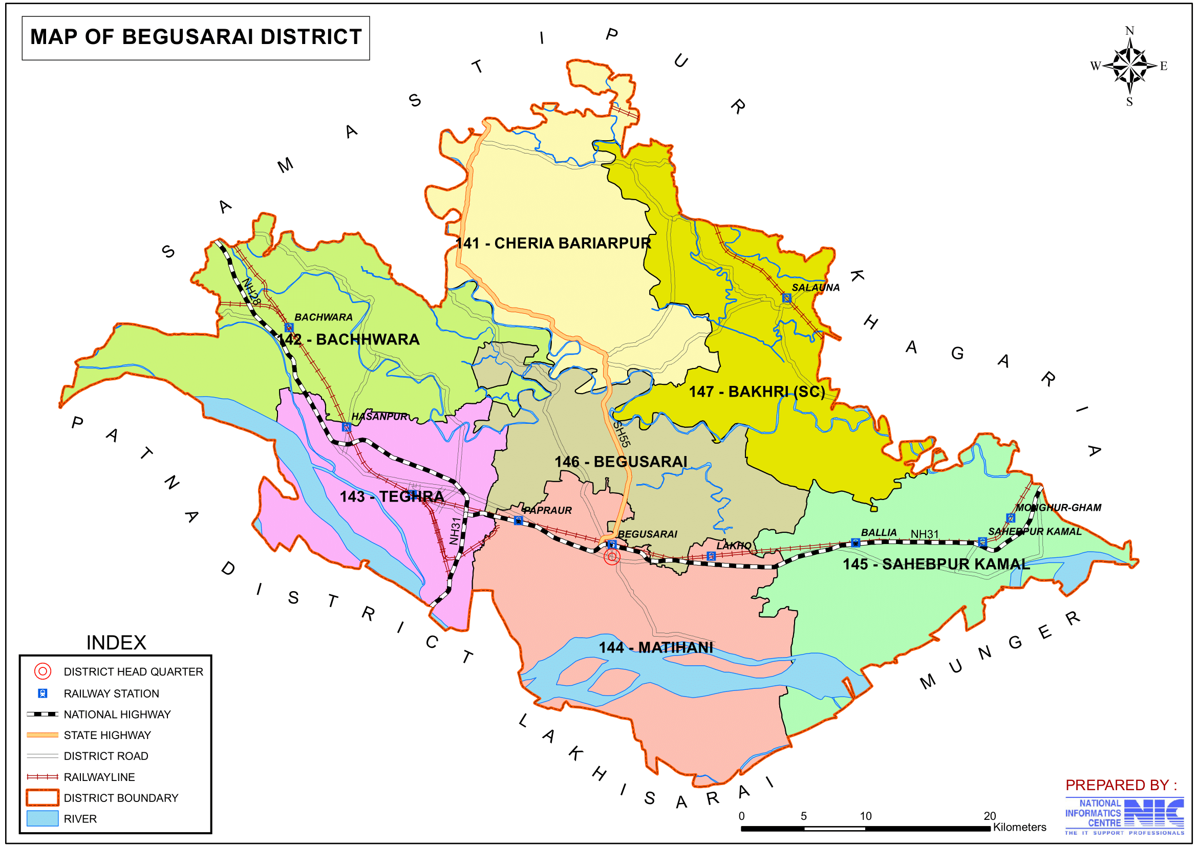 Begusarai District Map