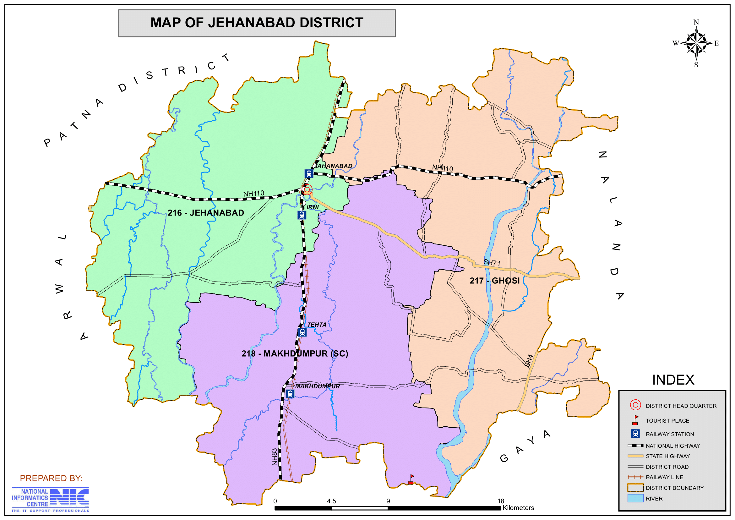 Jehanabad District Map