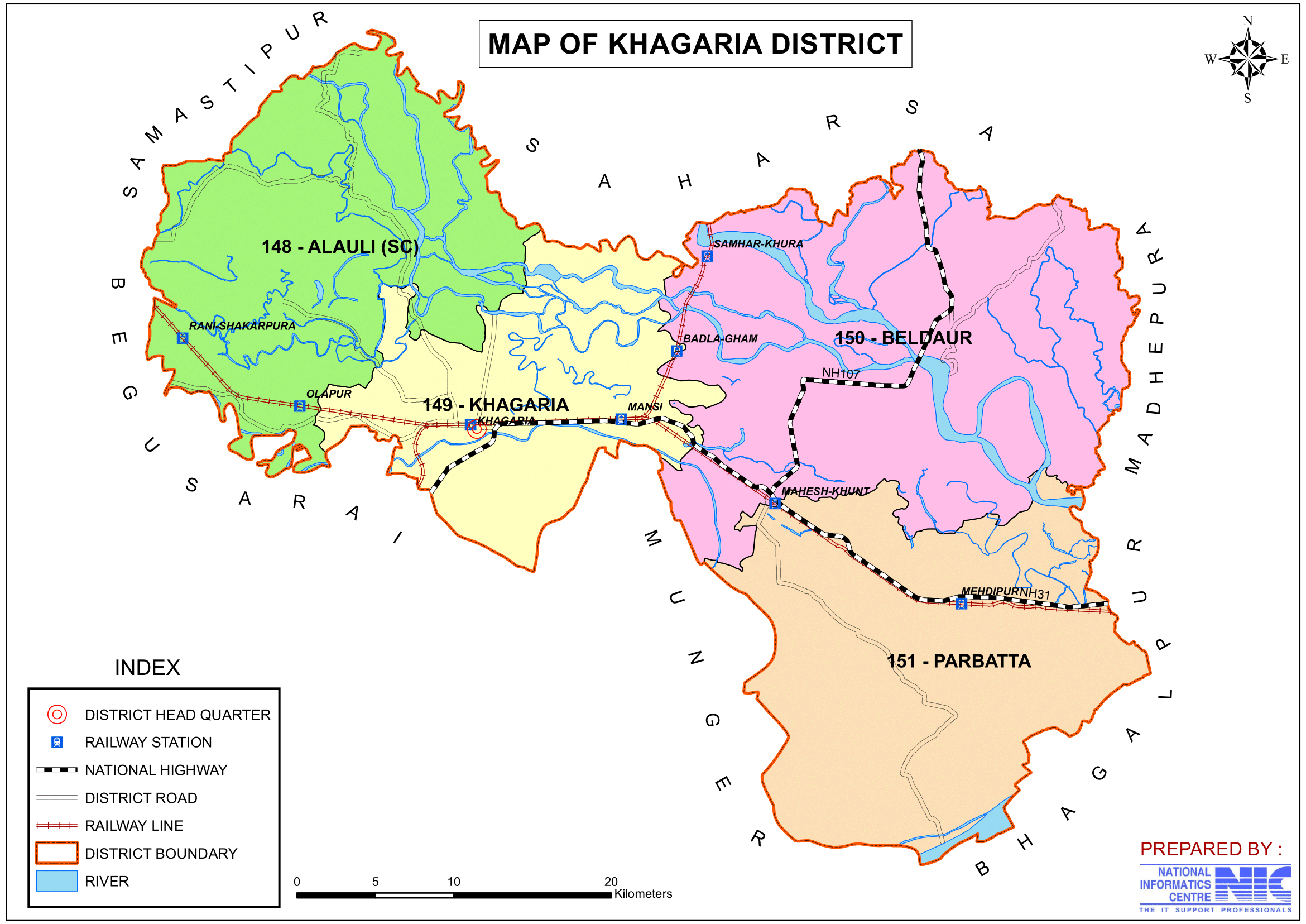 Khagaria District Map