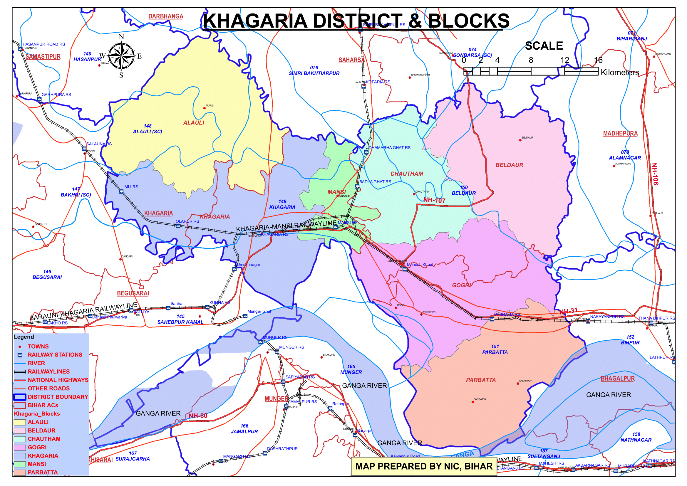 Khagaria District Map