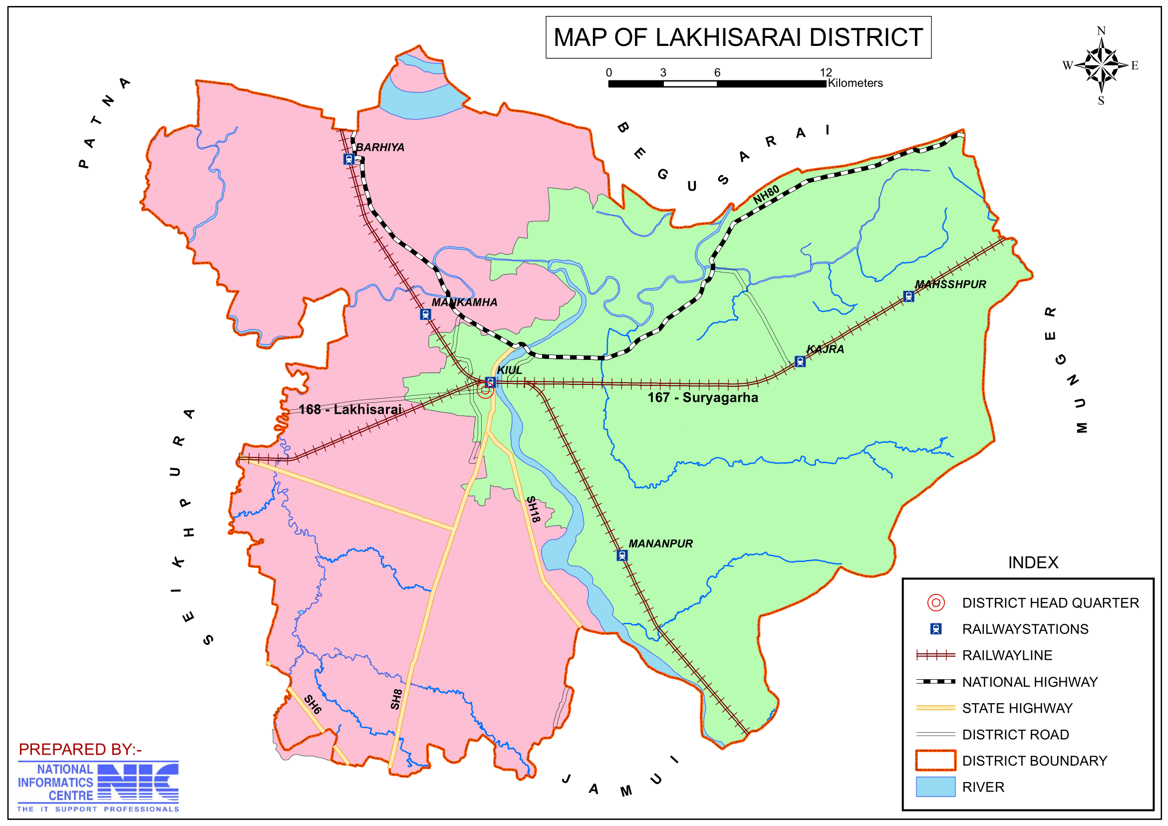 Lakhisarai District Map