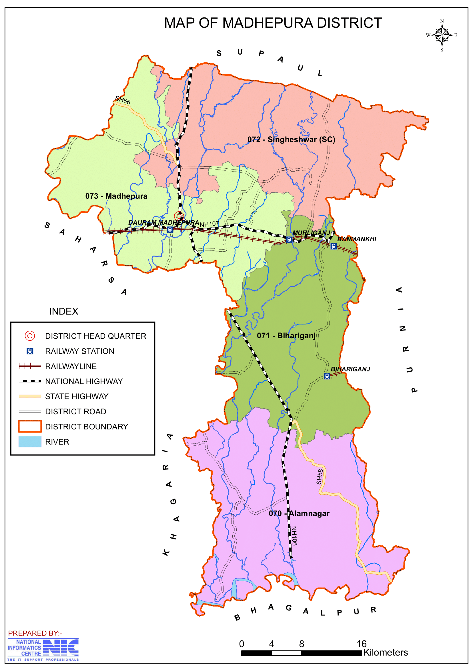 Madhepura District map