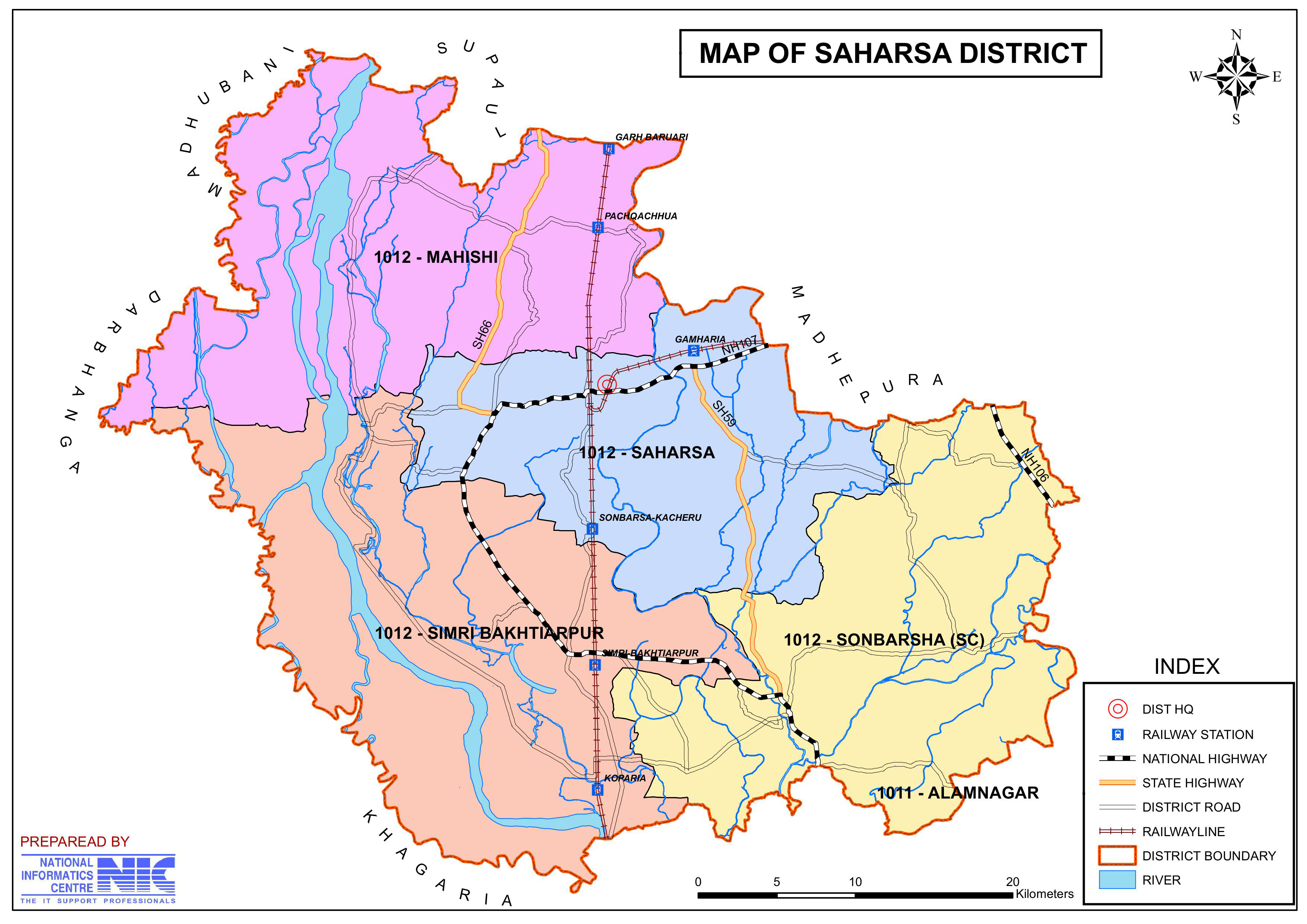 Saharsa district map