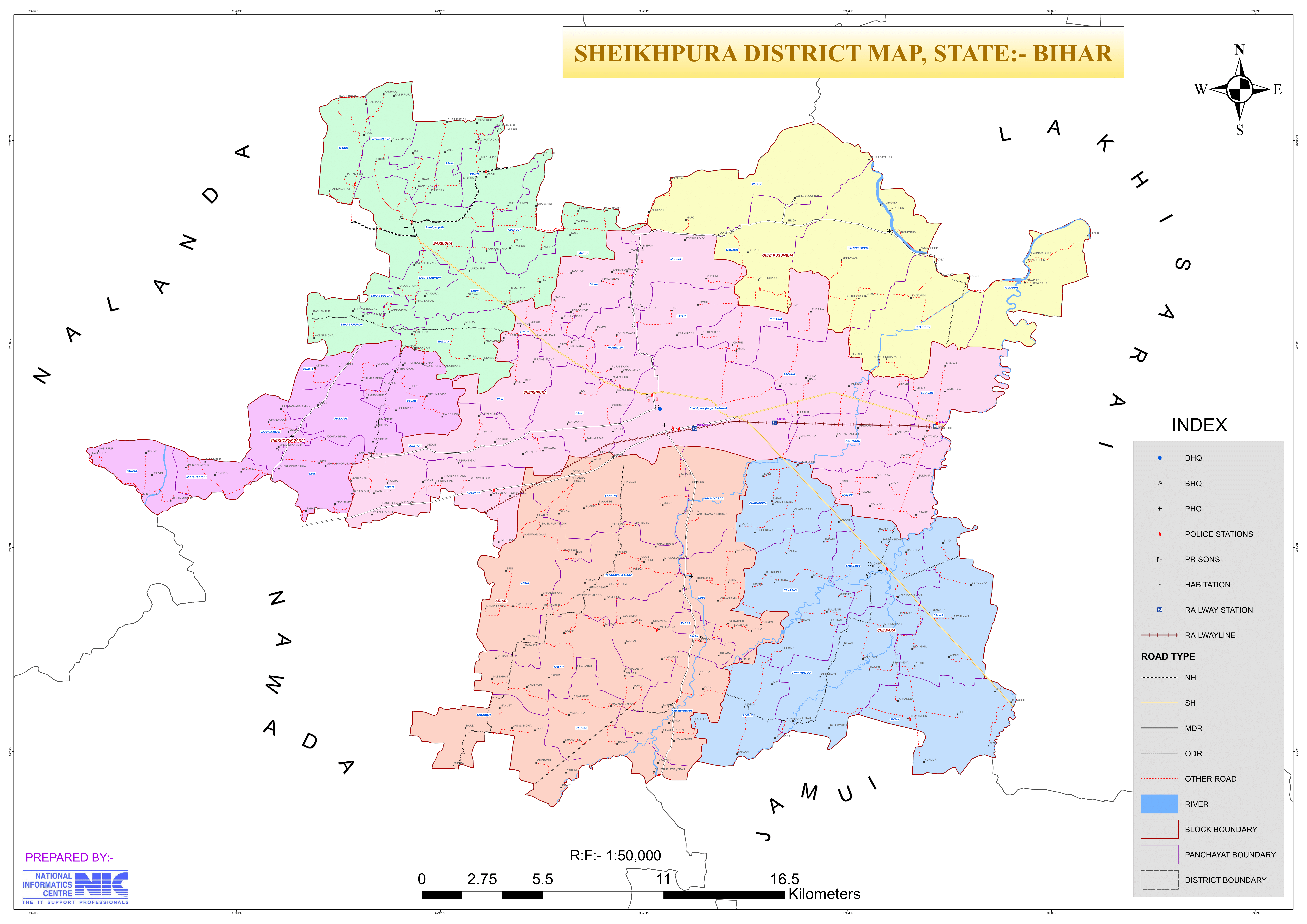 Sheikhpura District Map, Bihar