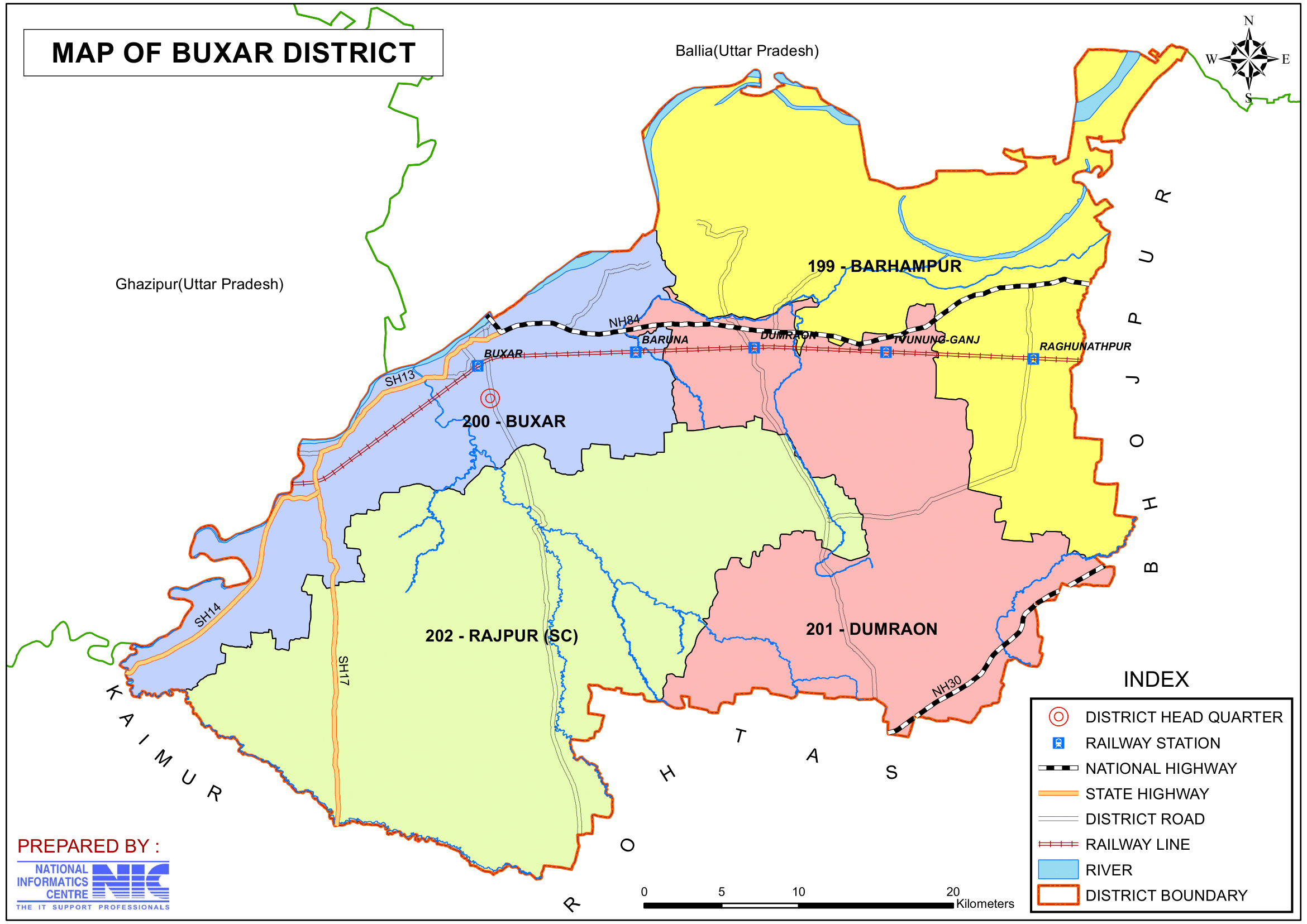 Buxar District Map