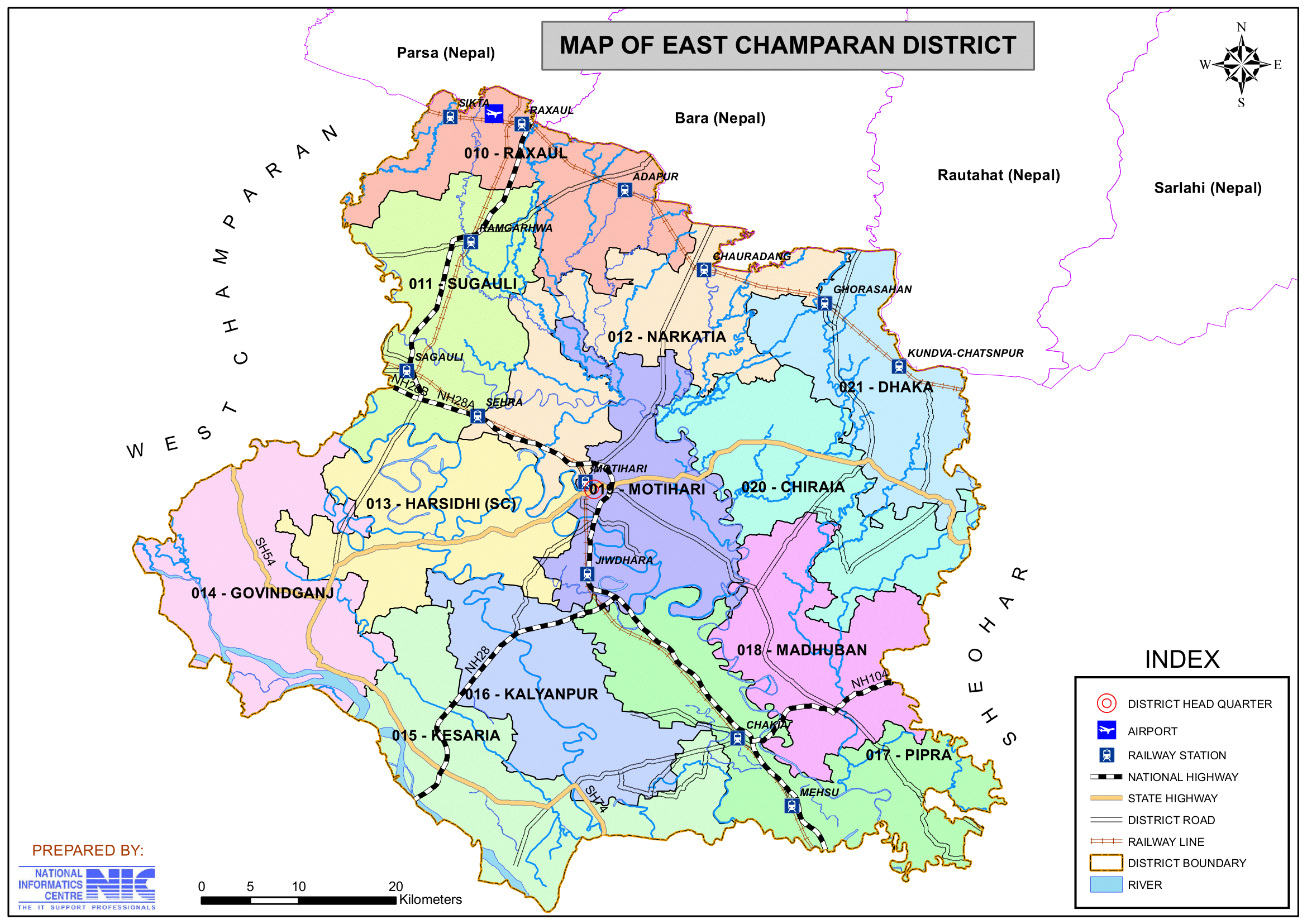 East Champaran District Map