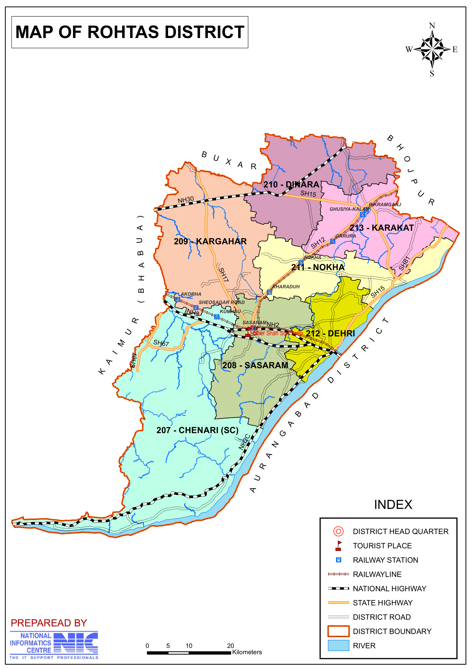 Rohtas District Map