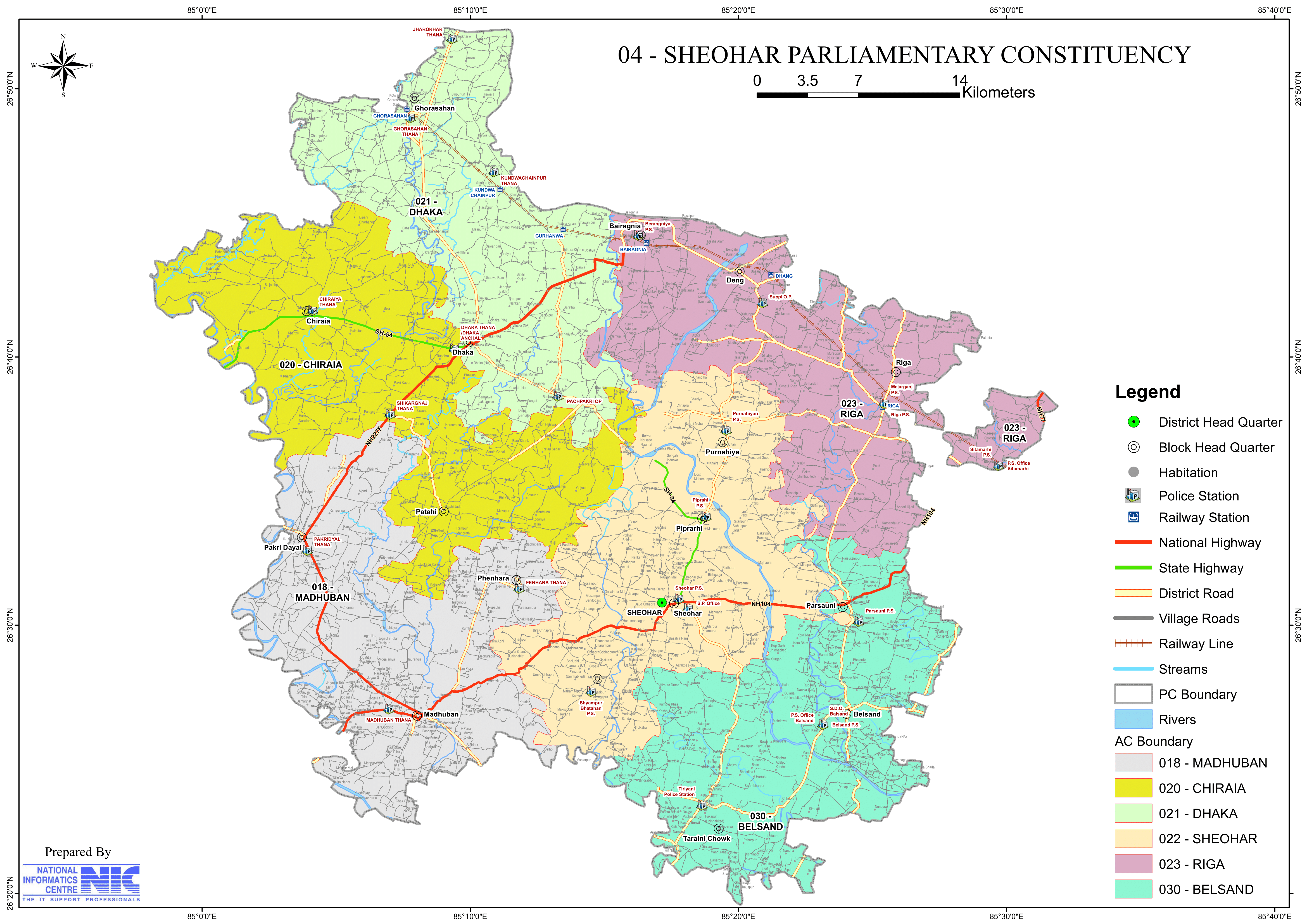 Sheohar District Map