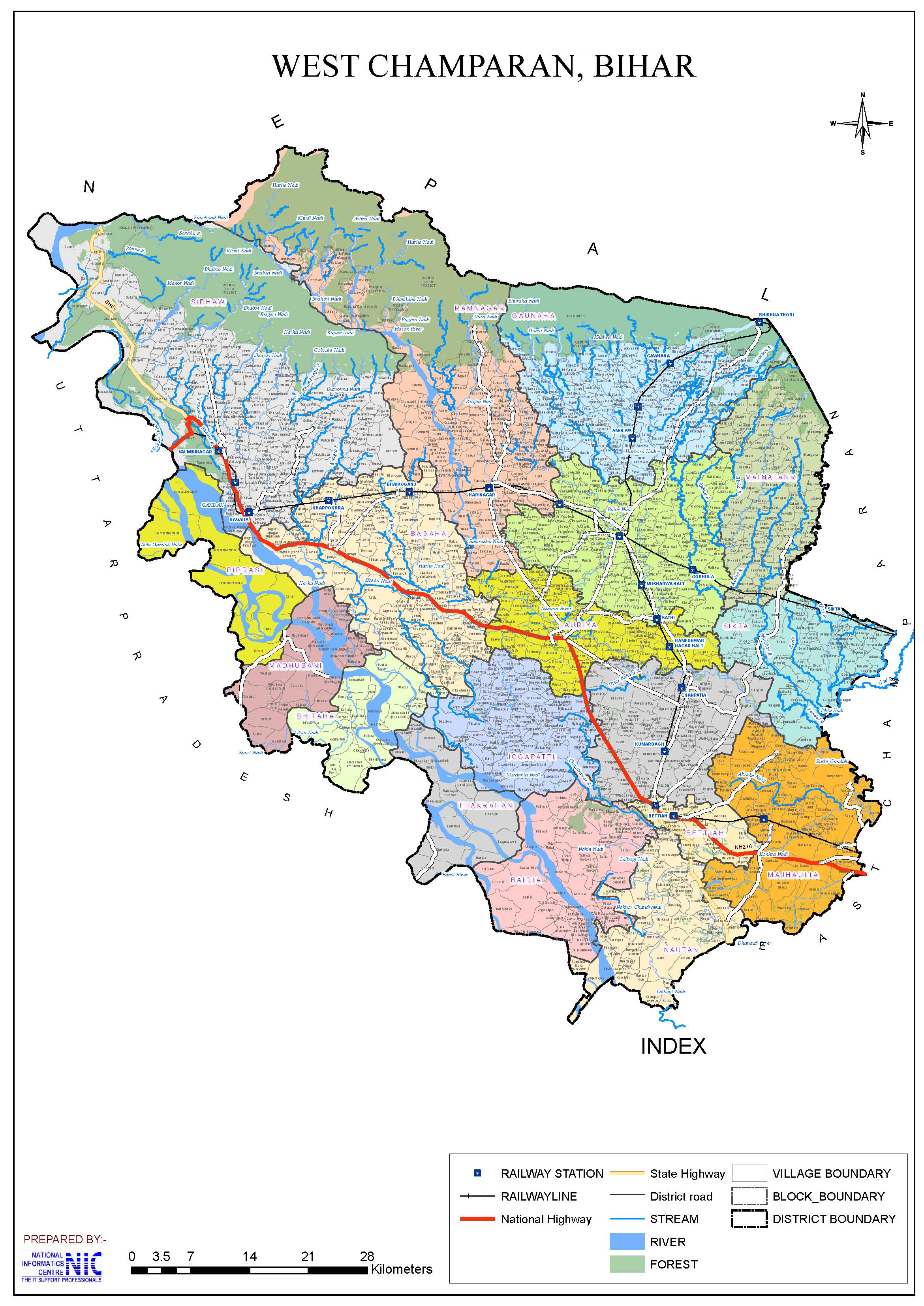 West Champaran District Map