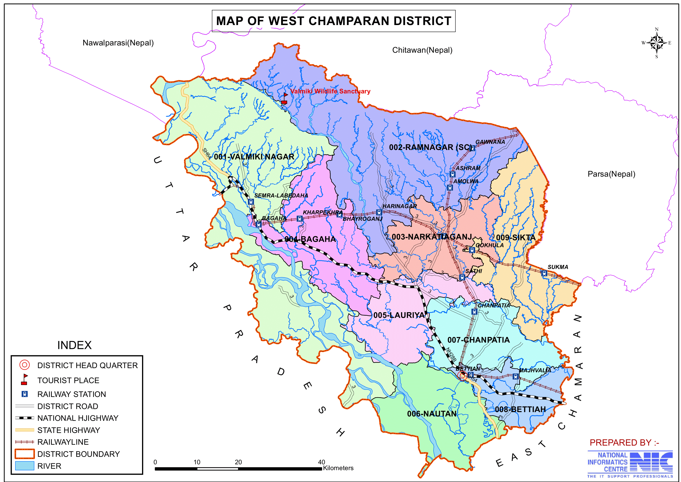 West Champaran District Map